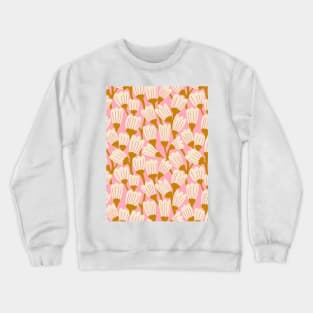 Happy blossom flower pattern in white and pink Crewneck Sweatshirt